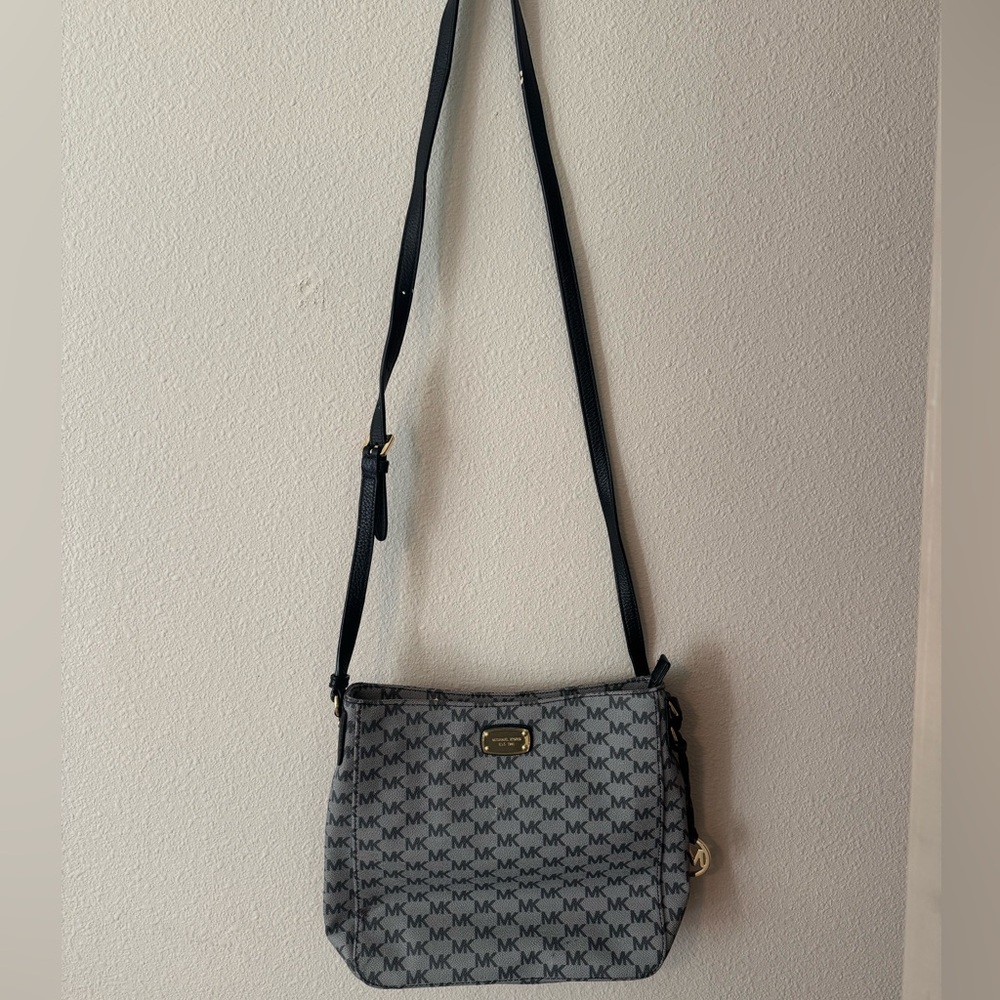 Michael Kors Gray MK Logo Crossbody with Black Strap